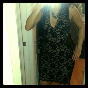 Black lace halter dress