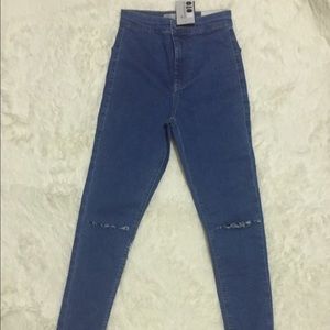 TOPSHOP Petite Blue Denim High Waist Jeans