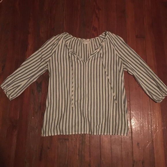 Madewell blue and white peasant top