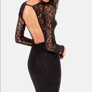 Lulu's black lace open back dress <host pick>