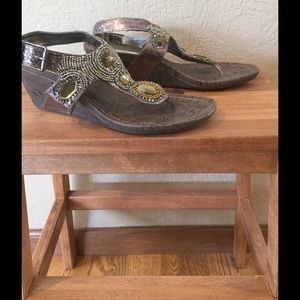 Blinged out wedge sandals