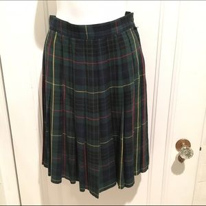 Vintage Plaid Pleated Skirt