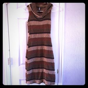 Brown short sleeve sweater dress.