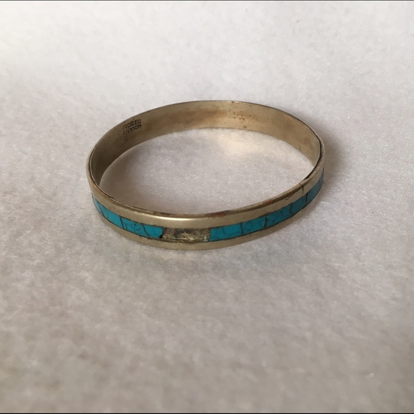 🔆 Vintage Silver & Turquoise Handmade Bracelet - Picture 3 of 4
