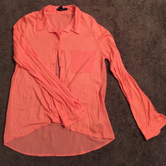 Forever 21 peach sheer button up! - Picture 1 of 4