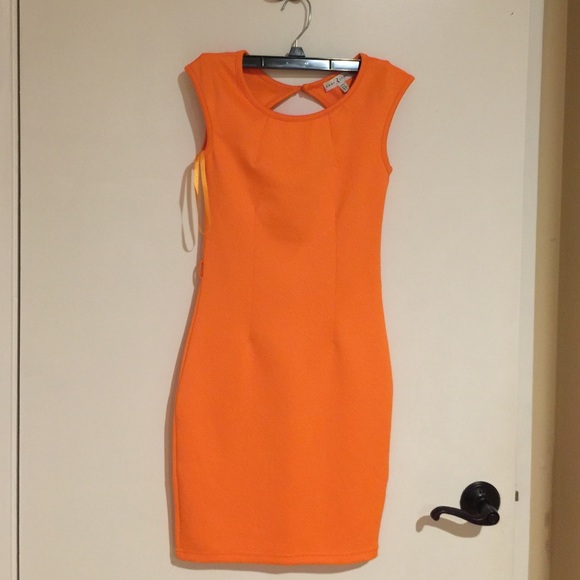 NWOT Rare London Scuba Neon Backless Dress Sz XS