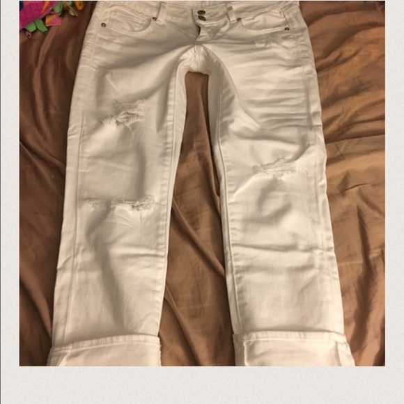 American Eagle white crop cropped artist jeans 4