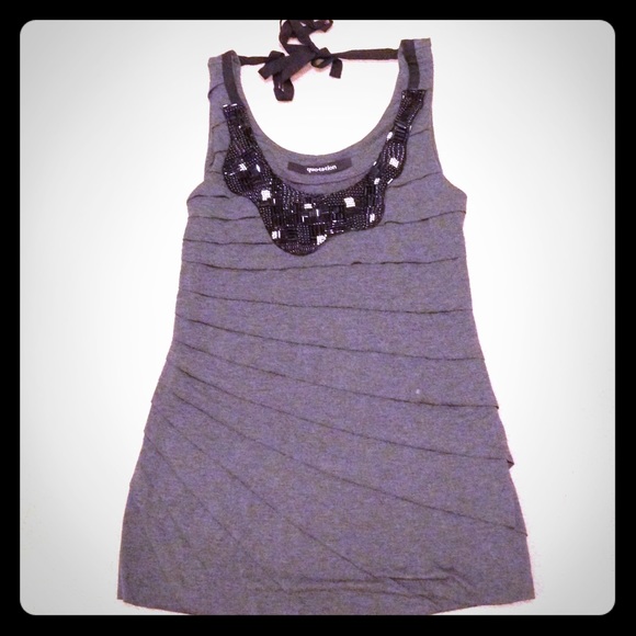 Gorgeous beaded tank with beaded accent