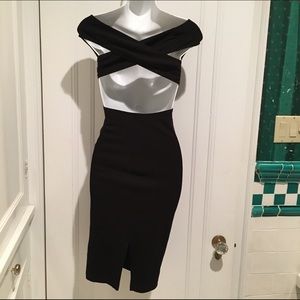 Ponte Crossback Midi Dress