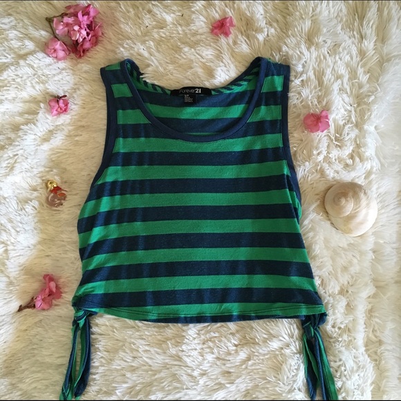 Striped Cropped Tie Top - Picture 1 of 2
