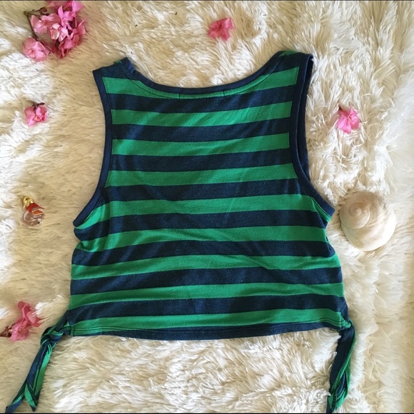 Striped Cropped Tie Top - Picture 2 of 2