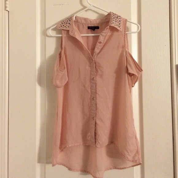 Pink Blouse/Vest with gems around the neck