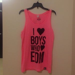 Pink EDM tank, Pink go hard or go pink muscle tee