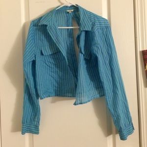 Blue & Green Stripped Button Down Shirt