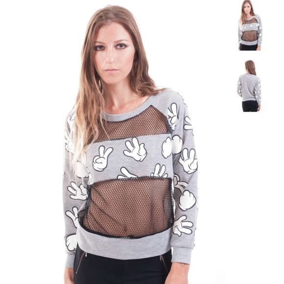 Mickey Hands Mesh Sweater