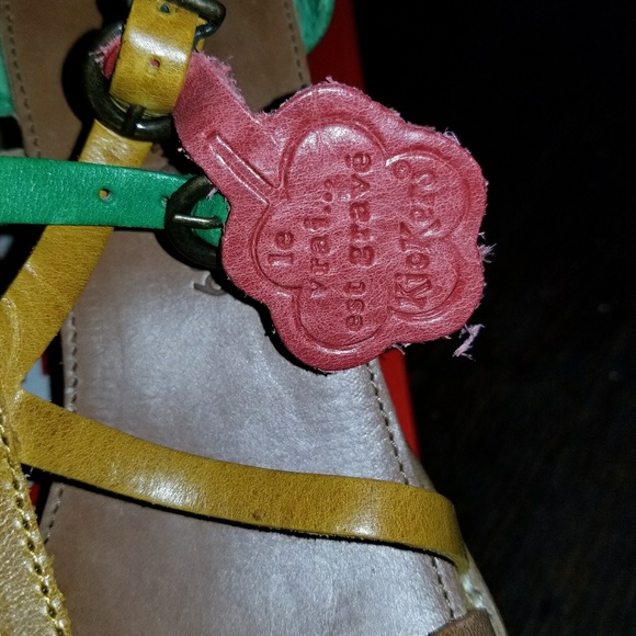 Kickers Wedge Submarine Sandals Green Yellow 8.5M - Picture 7 of 8