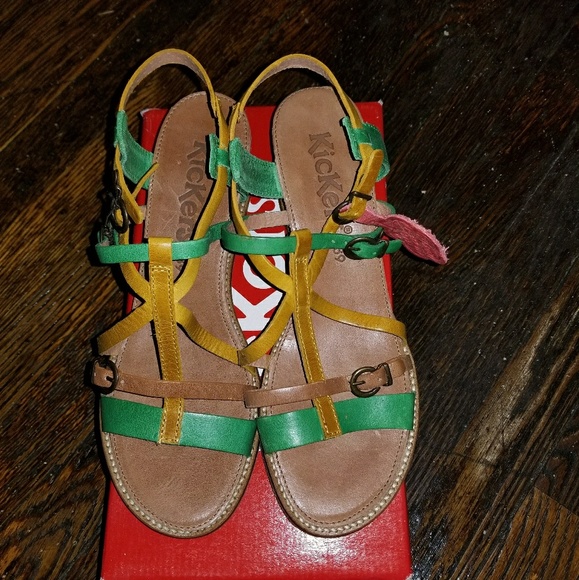 Kickers Wedge Submarine Sandals Green Yellow 8.5M - Picture 8 of 8