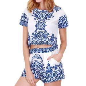 Blogger Ceramic Patterned Two-Piece Romper