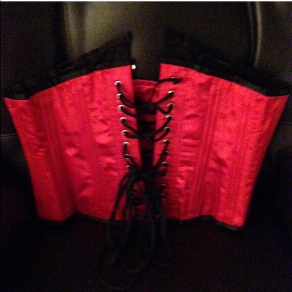 Red satin lace corset
