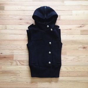 Aritzia recycled wool pea coat vest with hood
