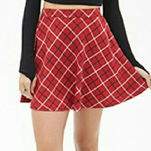 !bogo! Red plaid circle / skater skirt