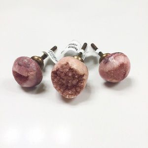 Anthropologie Accessories 3 Pink Crystal Druzy Stone Drawer
