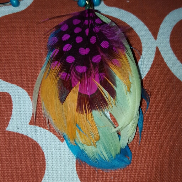 🚫SOLD🚫 Colorful Feather Loop Earrings - Picture 2 of 2