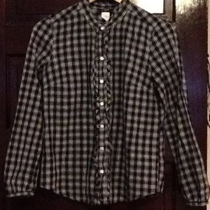 J crew Small plaid blouse button up with metallic