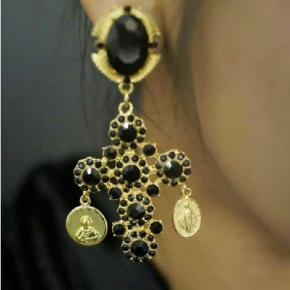 Baroque cross earrings!