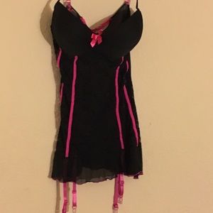 Plus size black and pink lacy lingerie