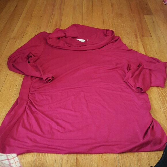 Pink cowl neck top