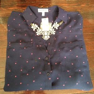 Heart Print Button Down