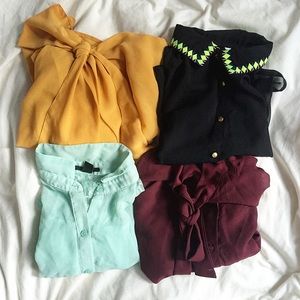 4 chiffon shirts/ 2 with bow, 2 sleeveless