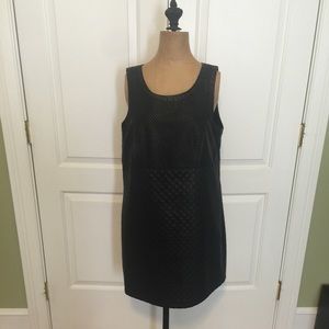 Black Topshop Faux Quilted Leather Shift Dress