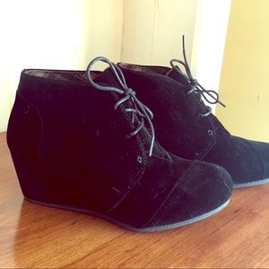 Black Suede Wedge Booties
