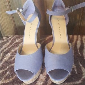 Lauren Conrad periwinkle platform peep toe wedges!