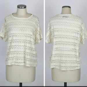 Anthropologie Furrowed Eyelets Top Size XS