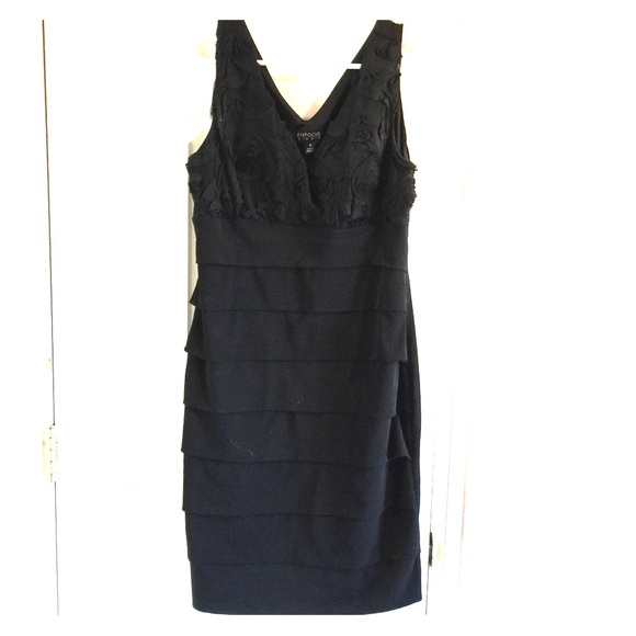 Black dress with roses.