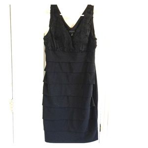 Black dress with roses.