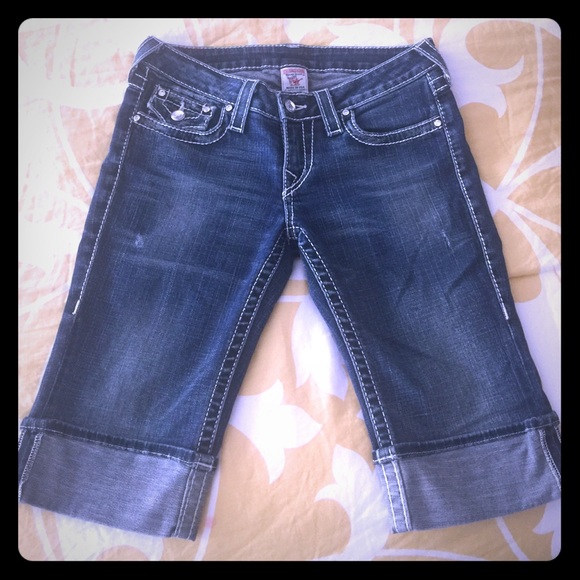 True Religion knee length jean shorts
