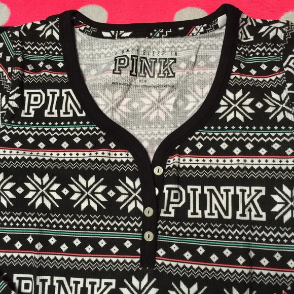 SOLD 🎀 VS PINK Thermal Henley Sleep Tee - Picture 2 of 2