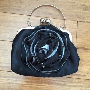 Black flower evening clutch.