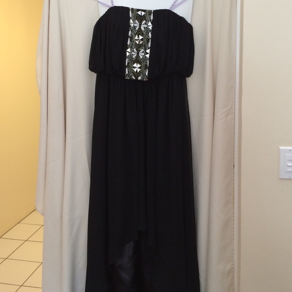 Strapless beaded maxi dress