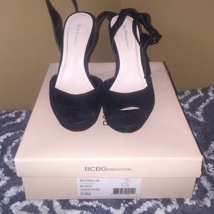 BCBG Suede Platform Sandals