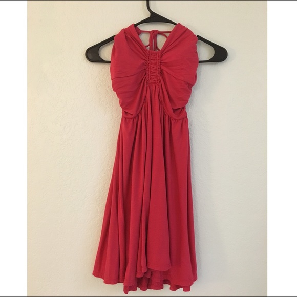 Boutique Pink Backless Halter Dress