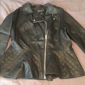 Forever 21 faux leather peplum jacket- barely worn