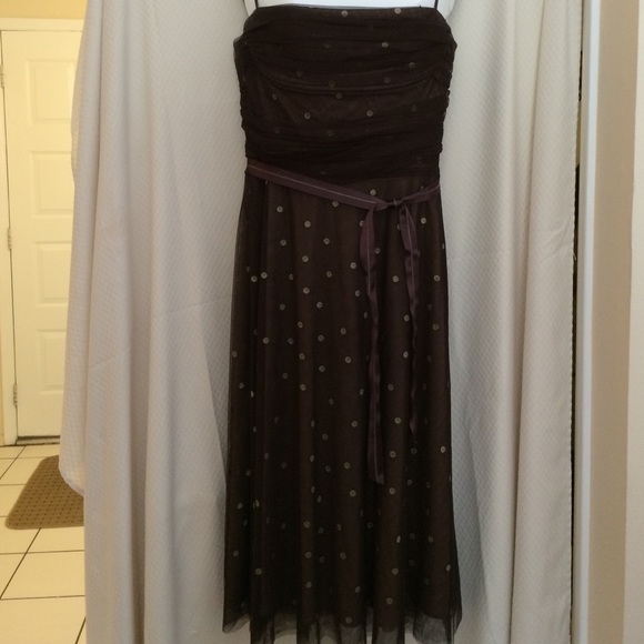 Bcbgmaxazria polka dot mesh midi dress