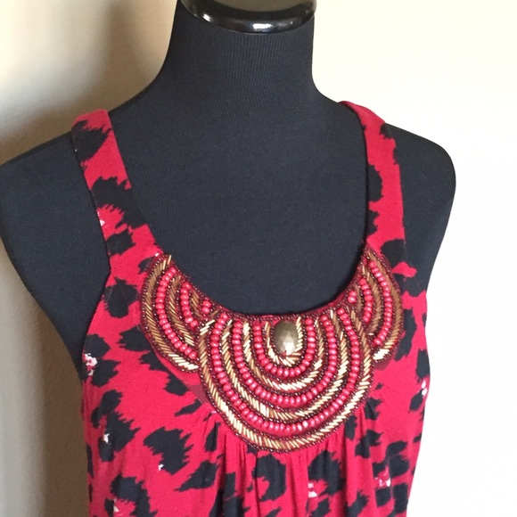 INC Leopard-Print Embellished Halter Top