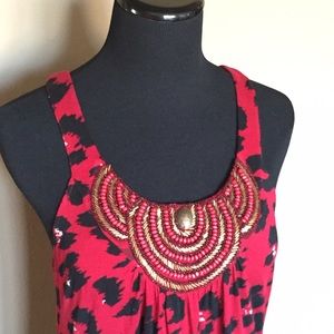 INC Leopard-Print Embellished Halter Top