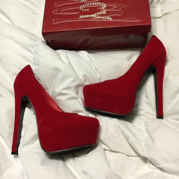 Red platform heels